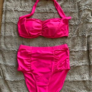 Hot pink high waist bikini